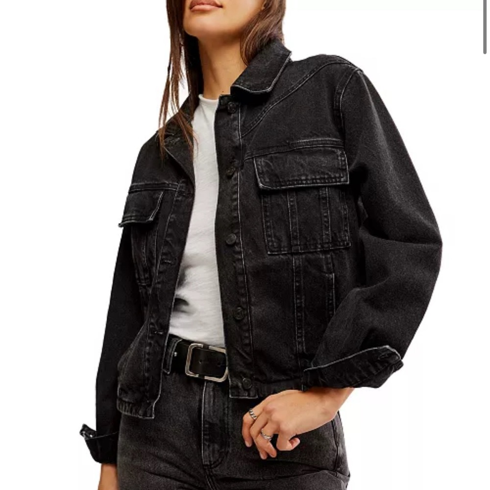 NWT NEW free people jade faded black denim jacket size XS